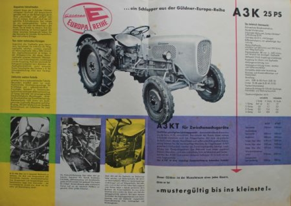 Güldner A3 K 25 PS 3 Zylinder 1960 Traktorprospekt (9124)